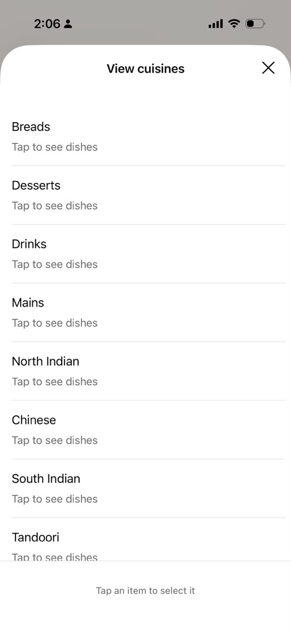 Browse the menu